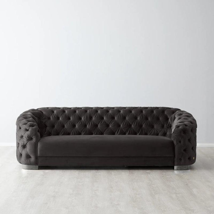 Velvet Black 3-Seater Sofa By Alhome - Zrafh.com - Your Destination for Baby & Mother Needs in Saudi Arabia