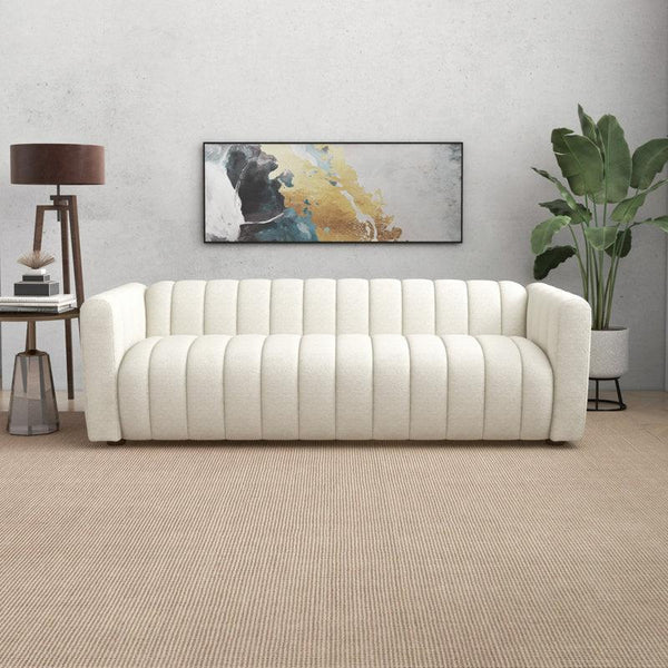 Velvet Serenity: 3-Seater Sofa in Elegant Beige By Alhome - Zrafh.com - Your Destination for Baby & Mother Needs in Saudi Arabia