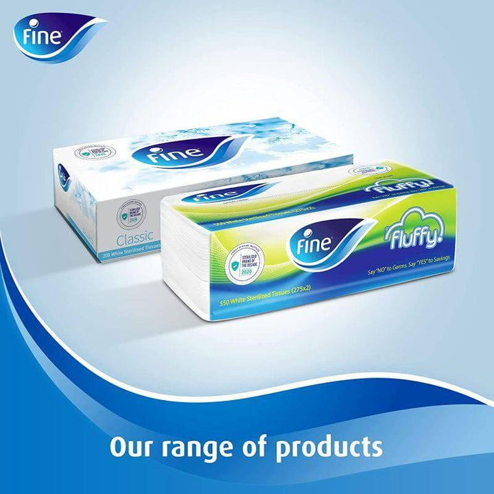 Facial tissue box 80 sheets X 2 ply, bundle of 7+3 FREE boxes - Fine¬Æ sterilized tissues for germ protection. ¬† - ZRAFH