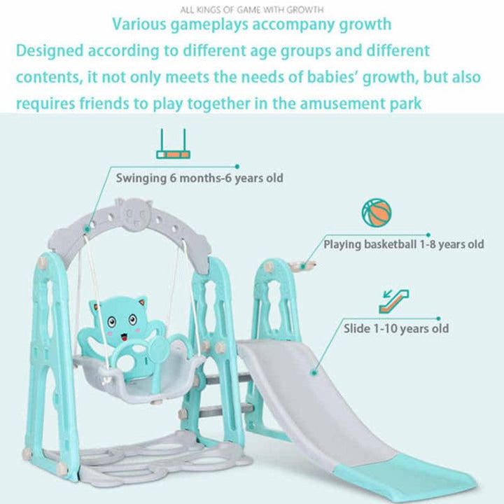 Dreeba 3-in-1 Kids Slide and Swing With Basketball Hoop playset - YT-37 - Zrafh.com - Your Destination for Baby & Mother Needs in Saudi Arabia