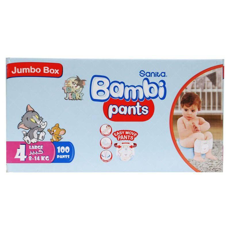 Sanita Bambi Pants Jumbo Box Large100 Diapers  Asnaf Trading Co