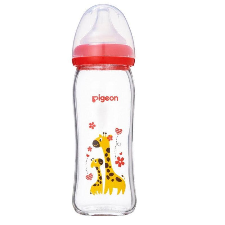 Pigeon Softouch Wide Neck Peristaltic Plus Glass Bottle - Plain - 240 ml - Zrafh.com - Your Destination for Baby & Mother Needs in Saudi Arabia