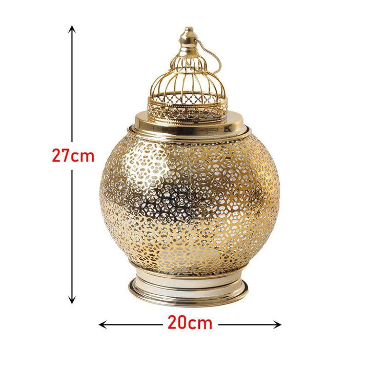 Steel Ramadan Lantern With Led Light With Sound - Gold - 27X20X20 Cm - By Family Ship - 600007820 - Zrafh.com - Your Destination for Baby & Mother Needs in Saudi Arabia