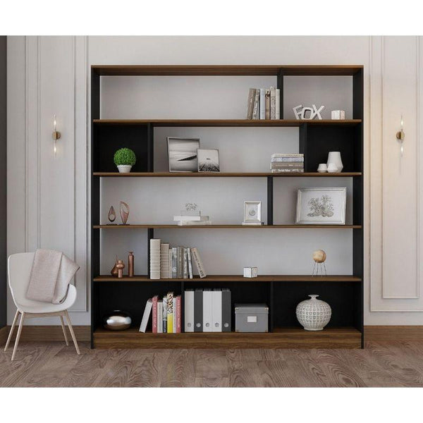 Brown and Black Shelving Unit By Alhome - Zrafh.com - Your Destination for Baby & Mother Needs in Saudi Arabia