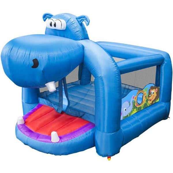 Banzai Happy Hippo Inflatable Bouncer - Blue - 292.1x213.36x203.2 cm - Zrafh.com - Your Destination for Baby & Mother Needs in Saudi Arabia