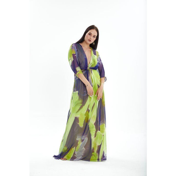 Londonella Women's Long Summer Dress - Long Sleeves - Green - Zrafh.com - Your Destination for Baby & Mother Needs in Saudi Arabia