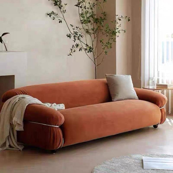 Velvet 3-Seater Sofa in Rusted Orange By Alhome - Zrafh.com - Your Destination for Baby & Mother Needs in Saudi Arabia