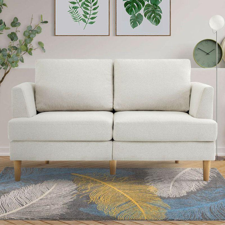 Modern Linen 2 Seater Sofa - White - 180x85x85 cm - By Alhome - Zrafh.com - Your Destination for Baby & Mother Needs in Saudi Arabia