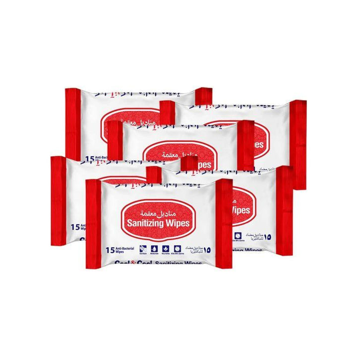 Cool & Cool Sanitizing Wipes Pack of 6 - 90 Pieces - Zrafh.com - Your Destination for Baby & Mother Needs in Saudi Arabia