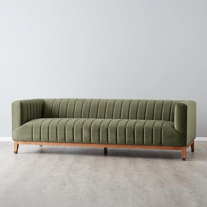 Velvet 3-Seater Sofa in Lush Green By Alhome - Zrafh.com - Your Destination for Baby & Mother Needs in Saudi Arabia