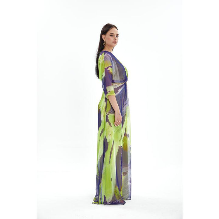 Londonella Women's Long Summer Dress - Long Sleeves - Green - Zrafh.com - Your Destination for Baby & Mother Needs in Saudi Arabia