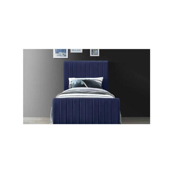 Navy Velvet Single Bed Size 120x200 By Alhome - 110110092 - Zrafh.com - Your Destination for Baby & Mother Needs in Saudi Arabia