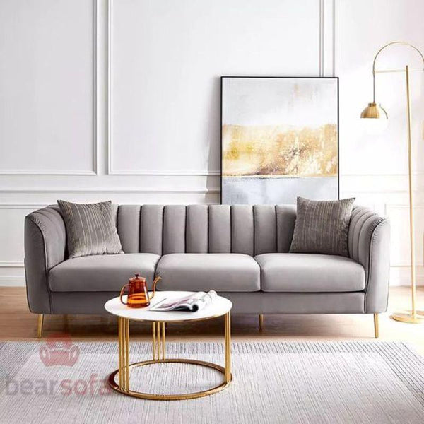 Sophisticated Gray Velvet 3-Seater Sofa - 220x90x45 cm - Swedish Wood By Alhome - Zrafh.com - Your Destination for Baby & Mother Needs in Saudi Arabia