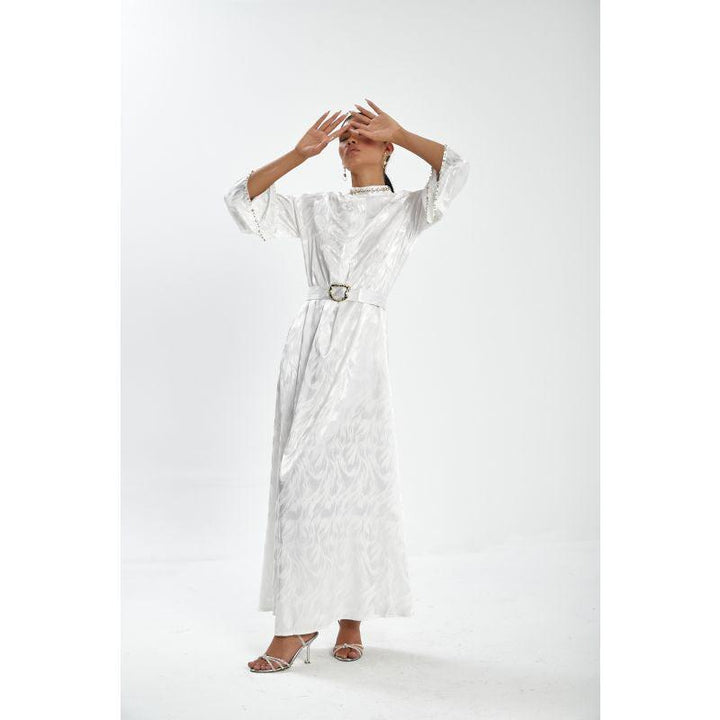 Londonella Women's Long Summer Dress With Long Sleeves And Belt - Lon100307 - Zrafh.com - Your Destination for Baby & Mother Needs in Saudi Arabia