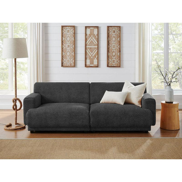 Modern Sophistication: 3-Seater Bouclé Sofa in Grey By Alhome - Zrafh.com - Your Destination for Baby & Mother Needs in Saudi Arabia