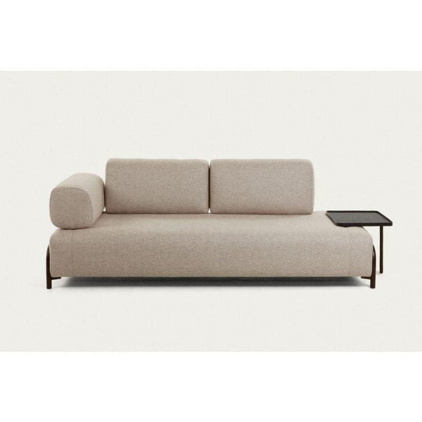 Beige Suede Wood 3-Seater Sofa - Size: 220x85x85, Material: Linen By Alhome - Zrafh.com - Your Destination for Baby & Mother Needs in Saudi Arabia