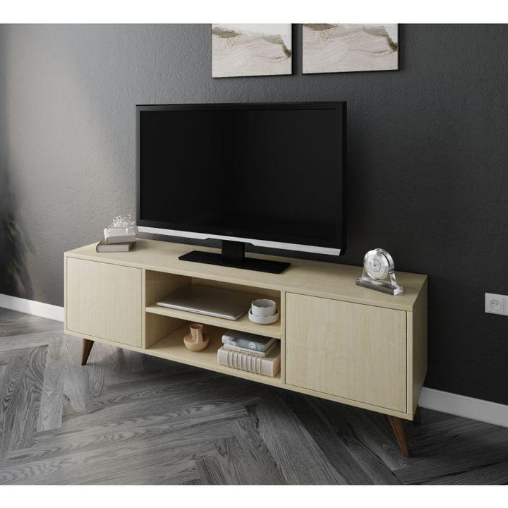 Double-Door TV Table with Shelf, Beige By Alhome - Zrafh.com - Your Destination for Baby & Mother Needs in Saudi Arabia