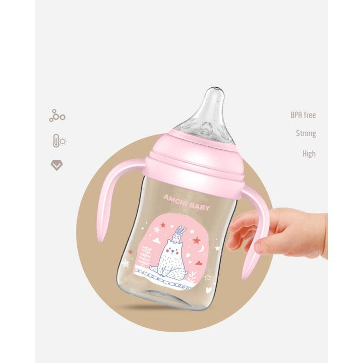 Amchi Baby Feeding Bottle with Handle-300ml - 0-1 Years - Zrafh.com - Your Destination for Baby & Mother Needs in Saudi Arabia