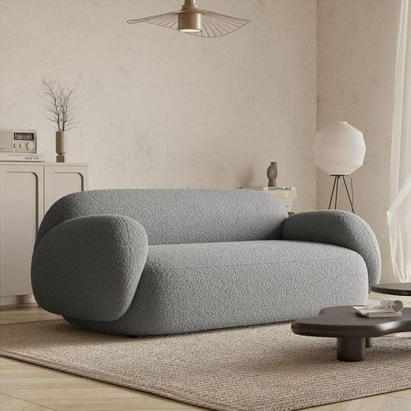 Timeless Tranquility: Gray Bouclé 3-Seater Sofa By Alhome - Zrafh.com - Your Destination for Baby & Mother Needs in Saudi Arabia