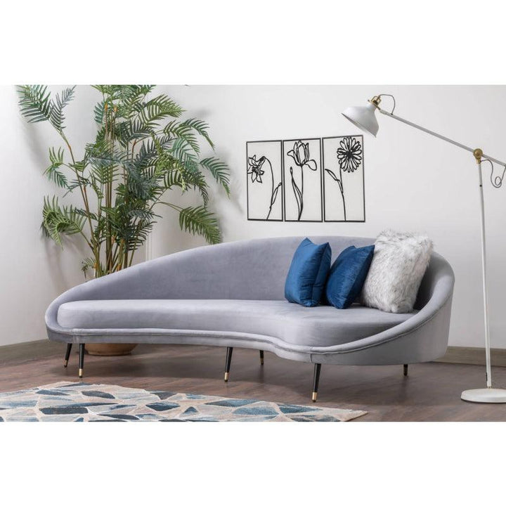 Modern Elegance: Gray Velvet 3-Seater Sofa By Alhome - Zrafh.com - Your Destination for Baby & Mother Needs in Saudi Arabia