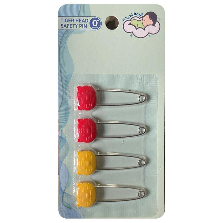 Amchi Baby Tiger Head Baby Safety Pin - Multicolor - 4 Pieces - AB-3751 - ZRAFH