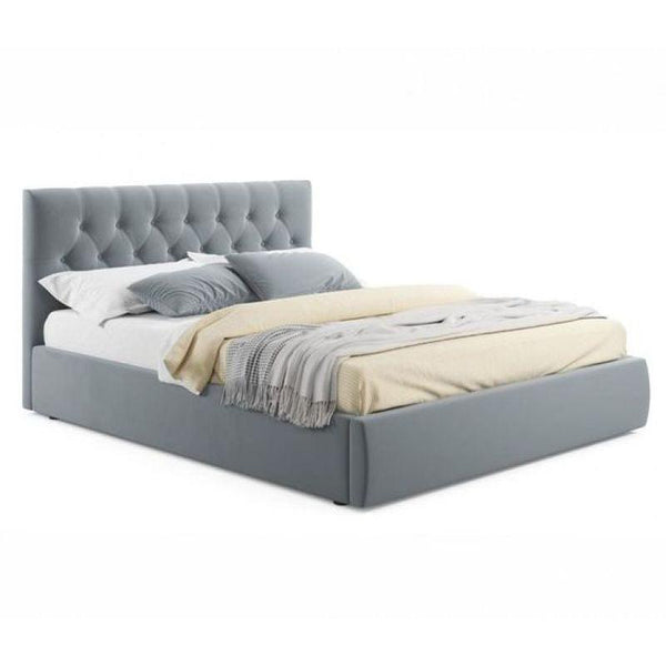 Ethereal Grey Velvet Super King Bed By Alhome - Zrafh.com - Your Destination for Baby & Mother Needs in Saudi Arabia