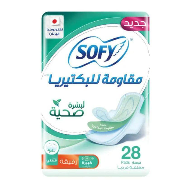 Sofy Anti-Bacterial, Slim Large 29 cm, Sanitary Pads with Wings Pack Of 28 Pads - ZRAFH