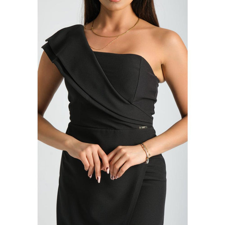 Londonella Women's One-Shoulder Elegant Waist Short Evening Dress - Black - 100223 - Zrafh.com - Your Destination for Baby & Mother Needs in Saudi Arabia