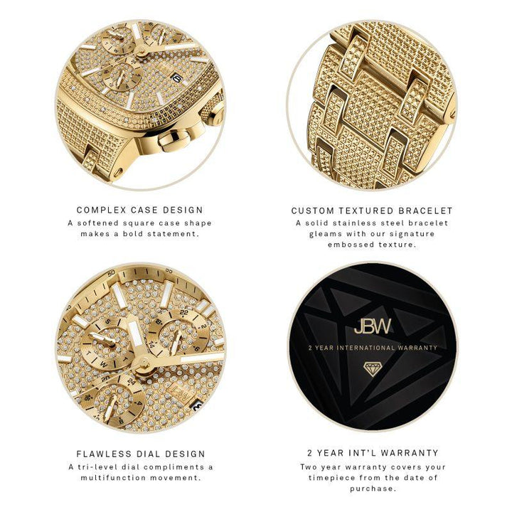 Jbw Heist Watch 0.20 Ctw Diamond - Stainless Steel - Men's Watch - Gold- J6380 - Zrafh.com - Your Destination for Baby & Mother Needs in Saudi Arabia