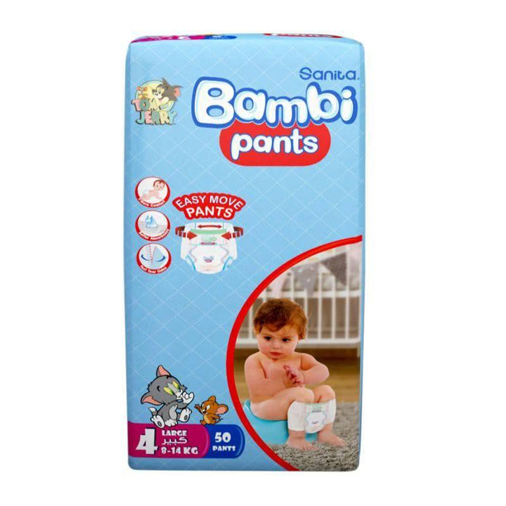 Sanita Bambi Baby Diaper Pants #4 Size Large, 8-14 KG,50 Diapers - ZRAFH