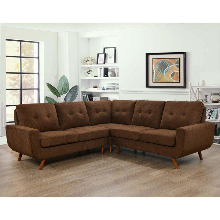 Modern Linen L-Shape Sofa - Brown - 270x150x85x85 cm - By Alhome - Zrafh.com - Your Destination for Baby & Mother Needs in Saudi Arabia