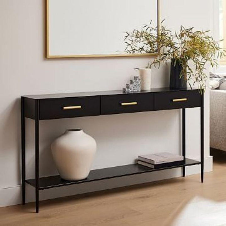 Sleek Glass-Front Console Table By Alhome - Zrafh.com - Your Destination for Baby & Mother Needs in Saudi Arabia