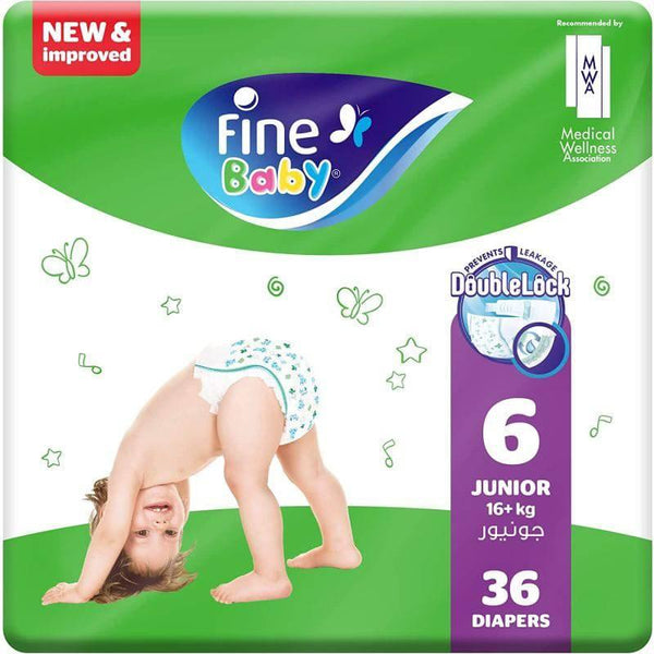 Fine Baby Diapers, Size 6 Junior, 16+ Kg Pack of 36 Diapers with new and improved doublelock leak barriers - ZRAFH