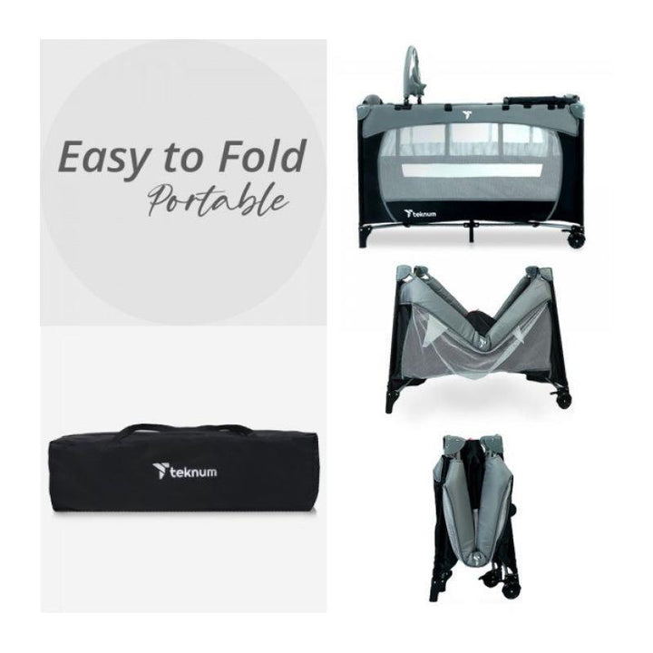 Teknum Explorer Playard And Cot Grey - Zrafh.com - Your Destination for Baby & Mother Needs in Saudi Arabia