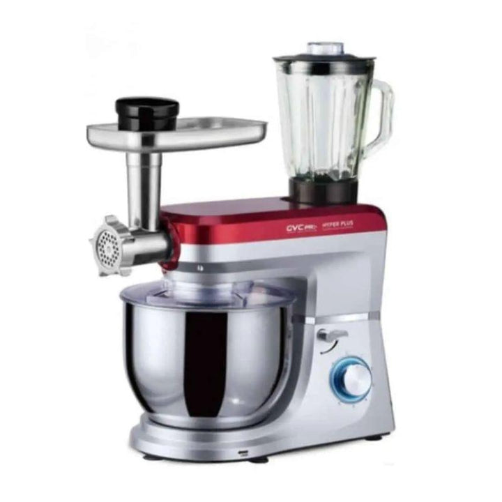 GVC Electric Mixer And Food Processor 3 x 1 - 7.5 Liters - 1100 Watt - Silver And Red - GVMX-1800RD-SL - ZRAFH