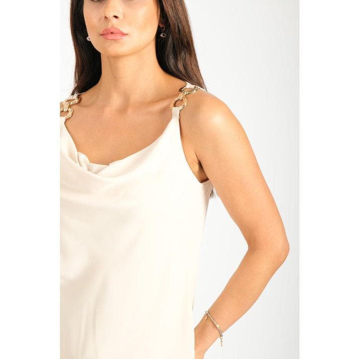Londonella Blouse with Gold metal straps - Beige - 100159 - Zrafh.com - Your Destination for Baby & Mother Needs in Saudi Arabia