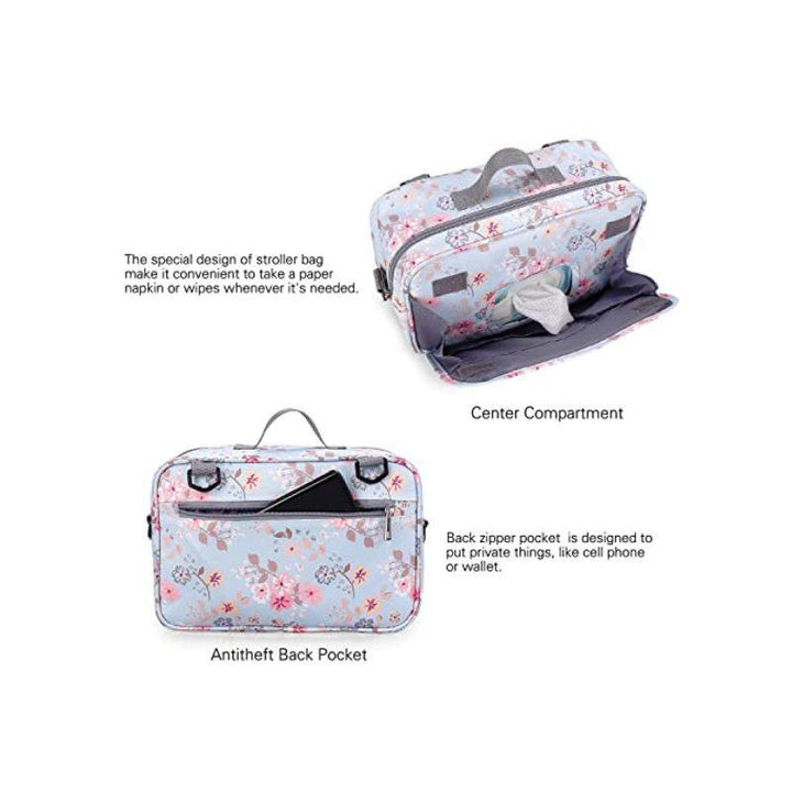 Little Story Baby Diaper Changing Clutch Kit - Floral Grey - Zrafh.com - Your Destination for Baby & Mother Needs in Saudi Arabia