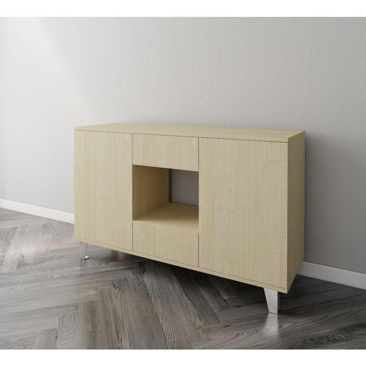 Beige Coffee Corner with Two Shelves and Two Sliding Drawers By Alhome - Zrafh.com - Your Destination for Baby & Mother Needs in Saudi Arabia