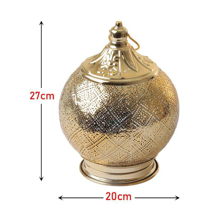 Steel Ramadan Lantern With Led Light With Sound - Gold - 27X20X20 Cm - By Family Ship - Zrafh.com - Your Destination for Baby & Mother Needs in Saudi Arabia