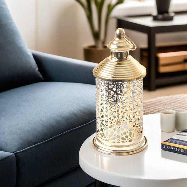 Round Steel Ramadan Lantern With Led Lighting - Gold - 26X12X12 Cm - By Family Ship - 600007810 - Zrafh.com - Your Destination for Baby & Mother Needs in Saudi Arabia