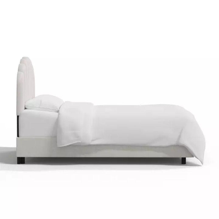 Supreme Comfort: Swedish Wood King Bed - Opulent Off-White Serenity (160x200x140) by Alhome - Zrafh.com - Your Destination for Baby & Mother Needs in Saudi Arabia