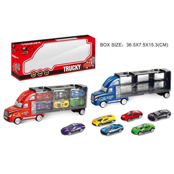 Trailer Truck with 6 Cars Pack - 48.5x39.5x96 Cm - ZRAFH