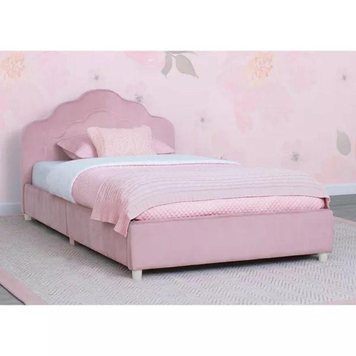 Kids' Pink Fabric Upholstered Wood Bed: Whimsical Charm, 120x200x140 cm by Alhome - Zrafh.com - Your Destination for Baby & Mother Needs in Saudi Arabia