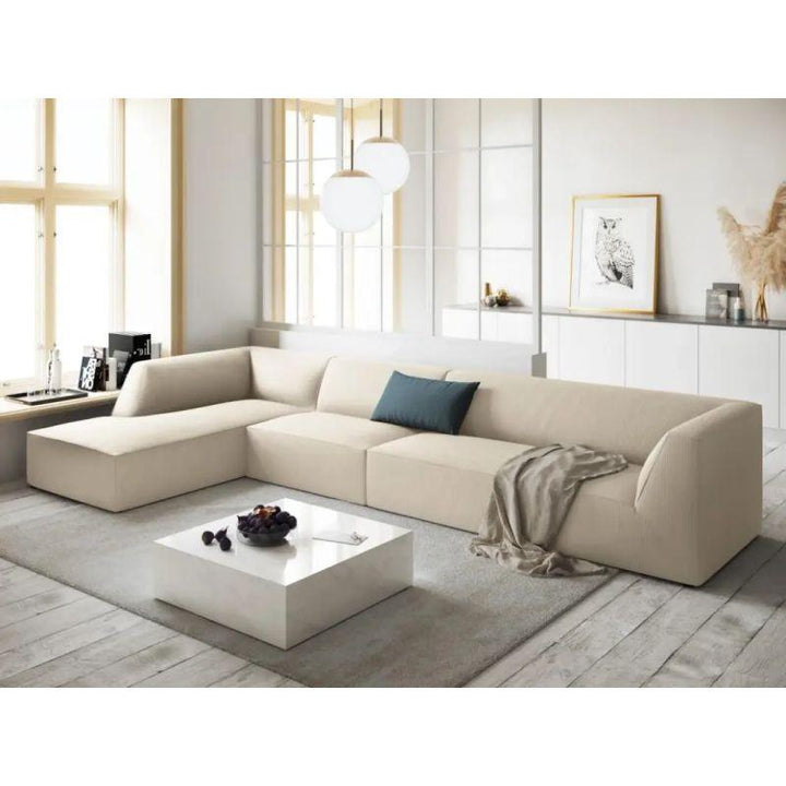 Swedish Wood Velvet Corner Sofa - 300x170x85 cm - By Alhome - Zrafh.com - Your Destination for Baby & Mother Needs in Saudi Arabia