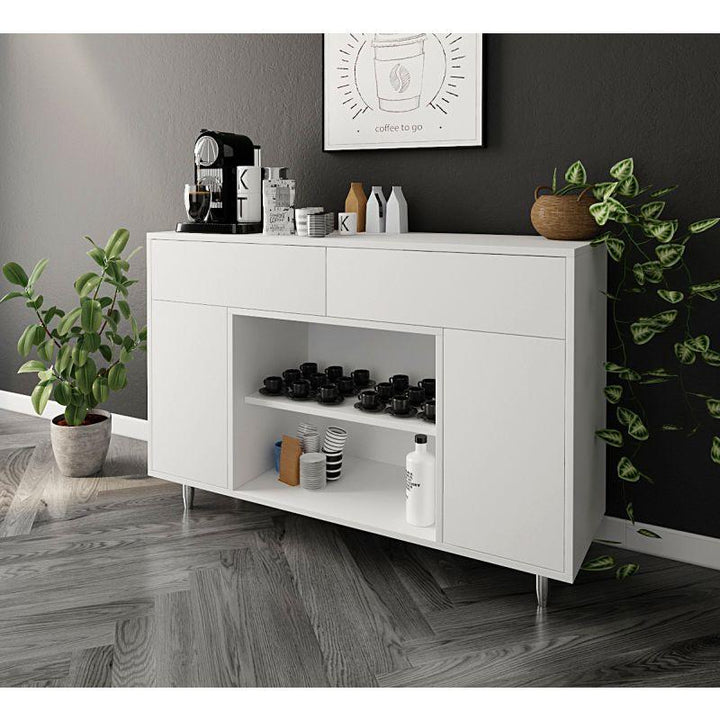 White Coffee Corner with Shelves and Drawers By Alhome - Zrafh.com - Your Destination for Baby & Mother Needs in Saudi Arabia