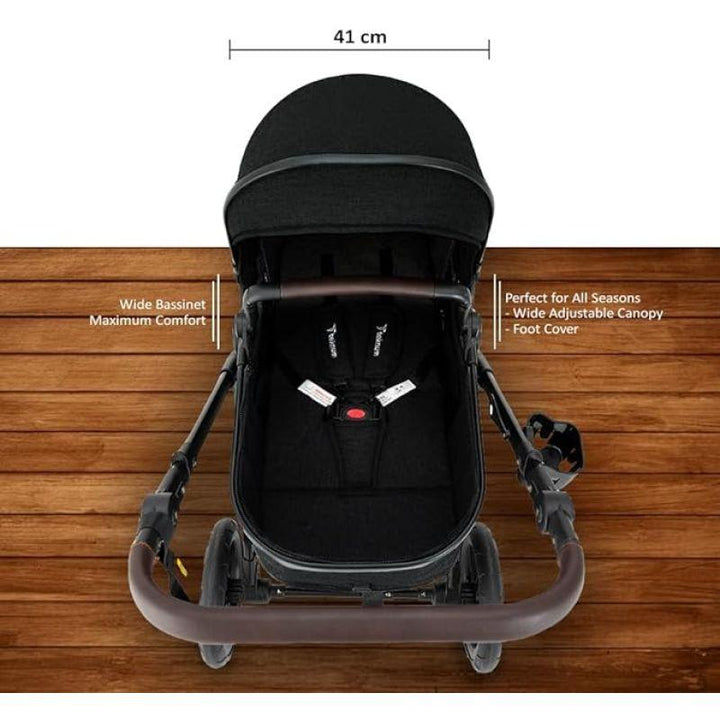 Eazy Kids Teknum 3In1 Compacto Travel Stroller - Dark Grey - Zrafh.com - Your Destination for Baby & Mother Needs in Saudi Arabia