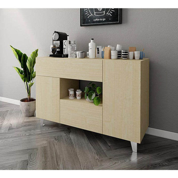 Coffee Corner with Two Shelves and Two Drawers (Beige) By Alhome - Zrafh.com - Your Destination for Baby & Mother Needs in Saudi Arabia