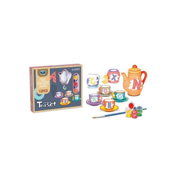 Baby Love Painter Ceramic Tea Set With Coloring Tools - 19-2155061 - Zrafh.com - Your Destination for Baby & Mother Needs in Saudi Arabia