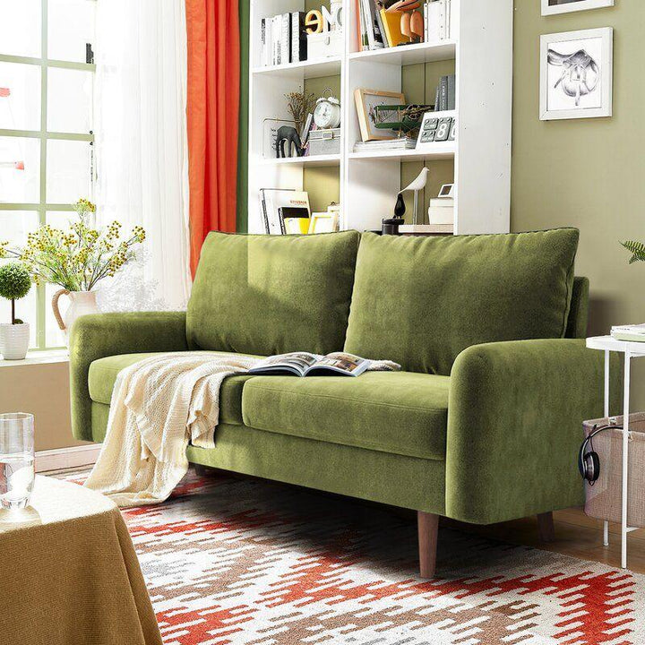 Modern Velvet 2 Seater Sofa - Green - 180x85x85 cm - By Alhome - Zrafh.com - Your Destination for Baby & Mother Needs in Saudi Arabia