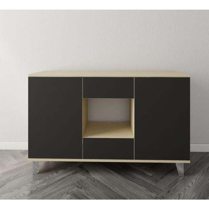 Black and Beige Coffee Corner with Two Doors and Two Sliding Drawers By Alhome - Zrafh.com - Your Destination for Baby & Mother Needs in Saudi Arabia